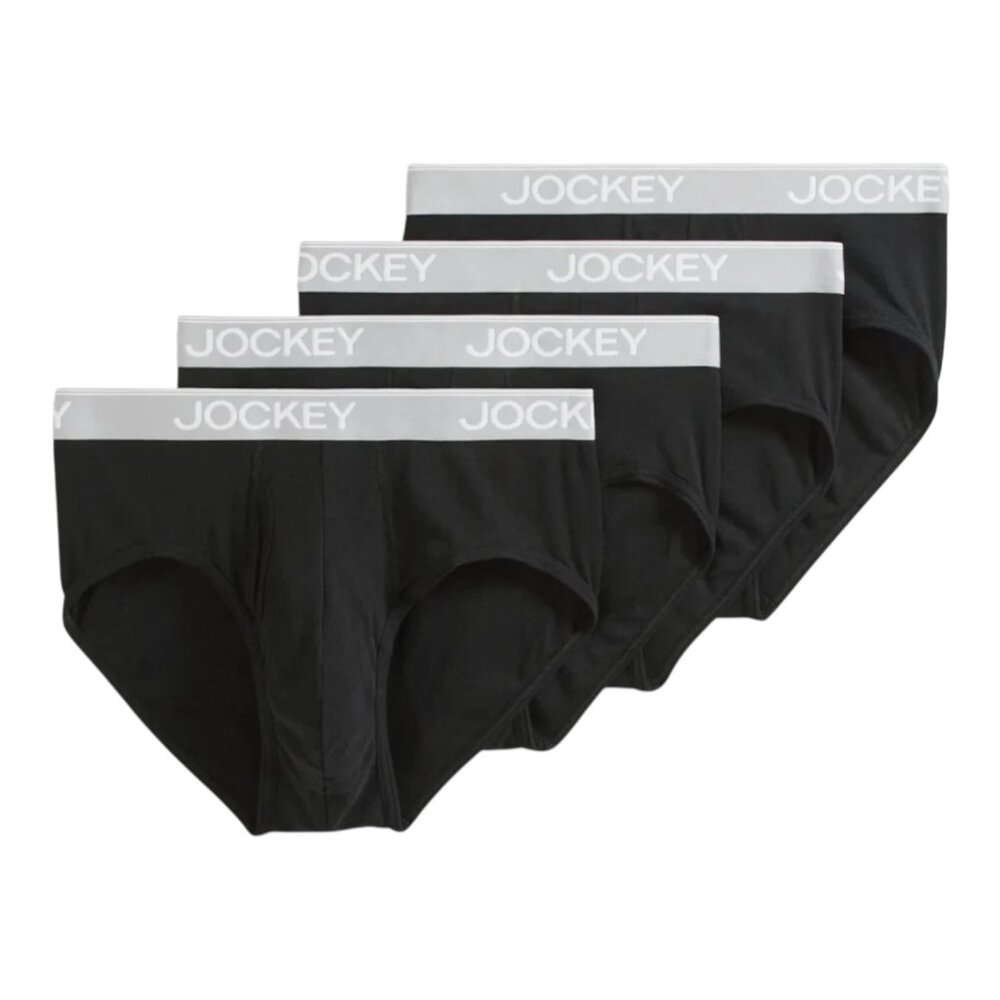 Jockey Essentials Cotton Blend Briefs Lightweight Breathable Underwear (4 Pack)